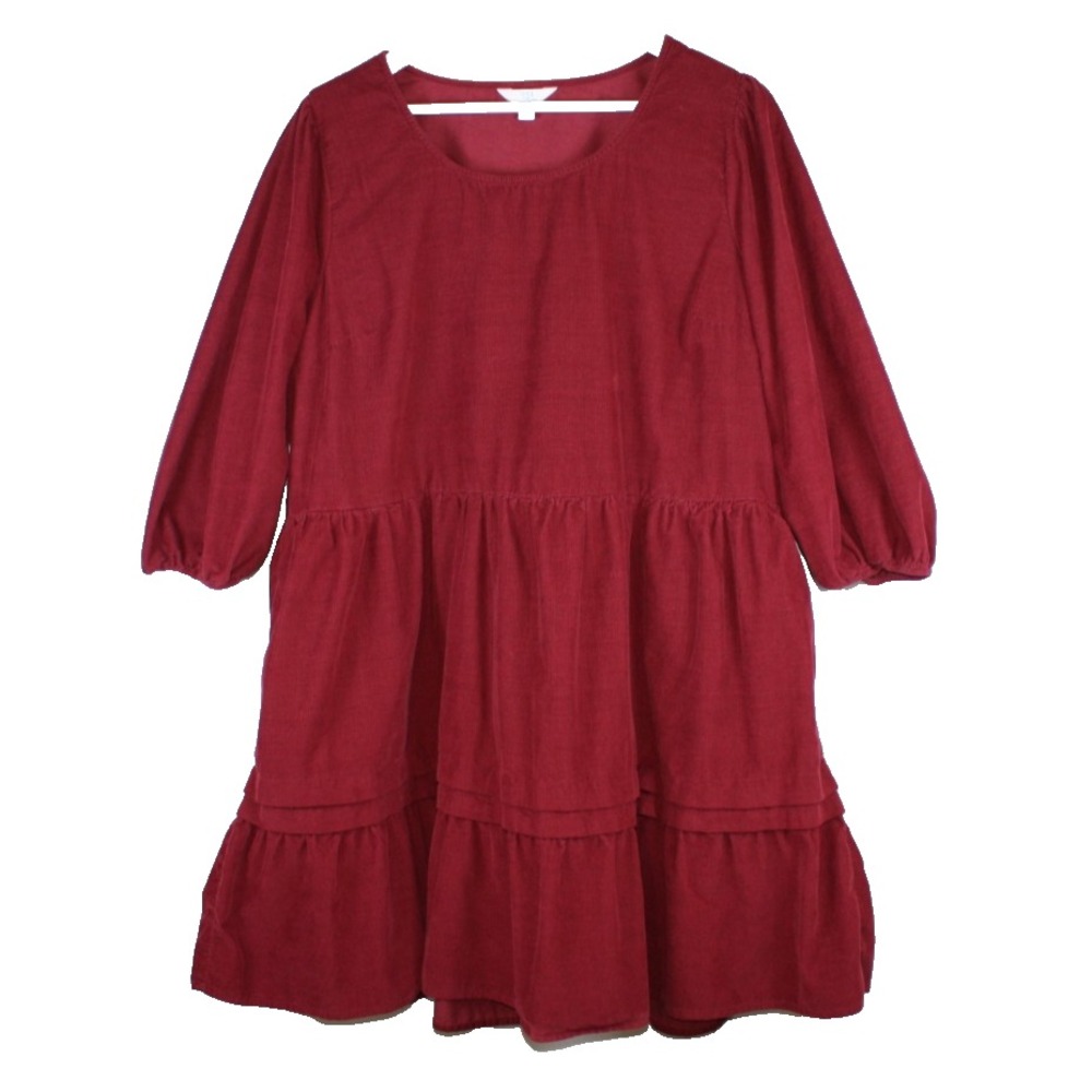 Time and Tru Dress Womens Size XXL Maroon Red Corduroy Boho Lagenlook Grunge Top